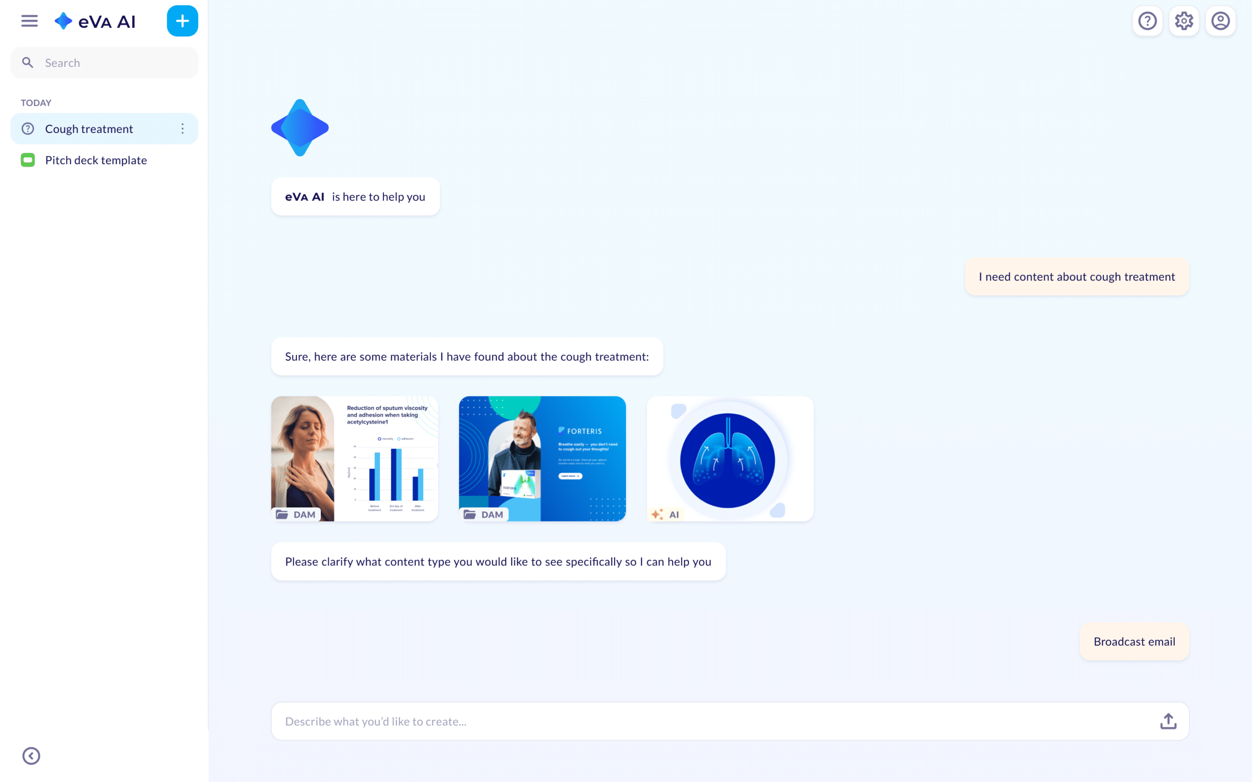 eVa AI assistant pharma